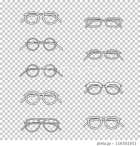 眼鏡線画セットツルあり 116381851