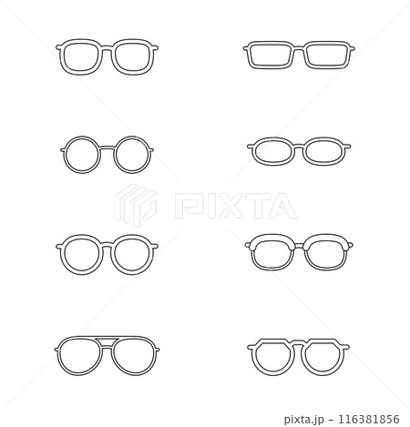 眼鏡線画セットツルなし 眼鏡線画セットツルなし 116381856