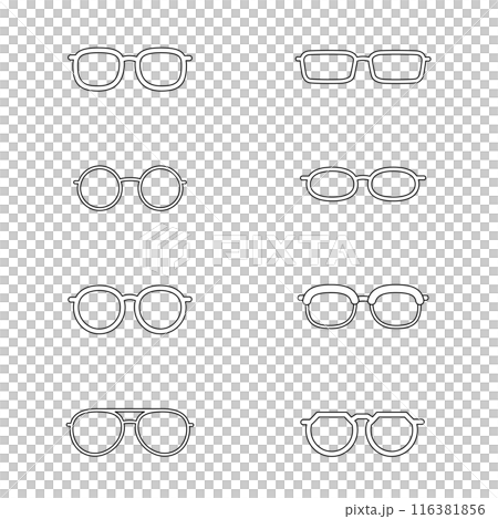 眼鏡線画セットツルなし 眼鏡線画セットツルなし 116381856
