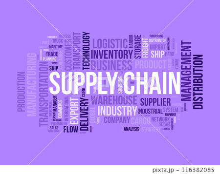 Supply chain wordcloud template. Business concept vector background. Supply chain wordcloud template. Business concept vector background. 116382085