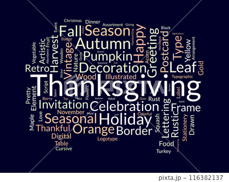 Thanksgiving wordcloud template. Festival...のイラスト素材 [116382137] - PIXTA