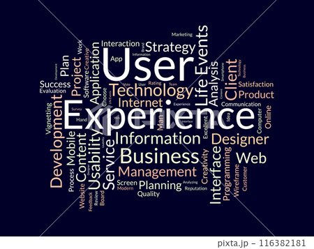 User Experience wordcloud template. Web Business concept vector background. 116382181