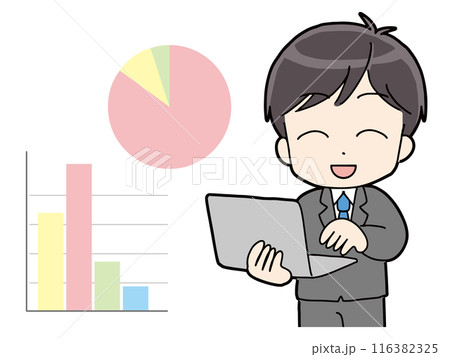 解析しているパソコンを持ったビジネスマン 116382325