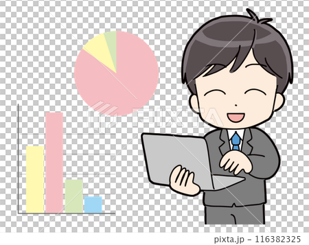 解析しているパソコンを持ったビジネスマン 116382325
