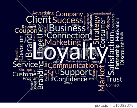 Loyalty wordcloud template. Progress management concept vector background. 116382379
