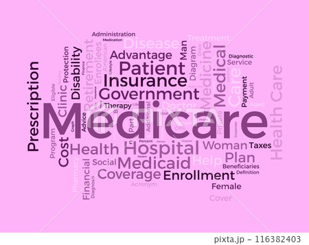 Medicare wordcloud template. Health care concept vector background. 116382403