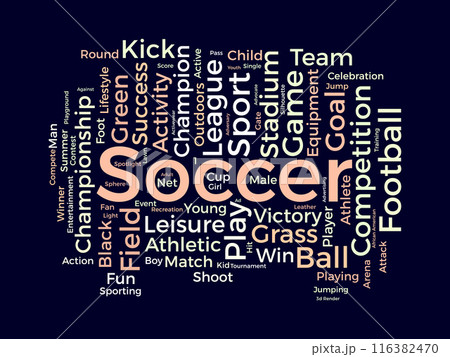 Soccer wordcloud template. Sport concept vector background. 116382470