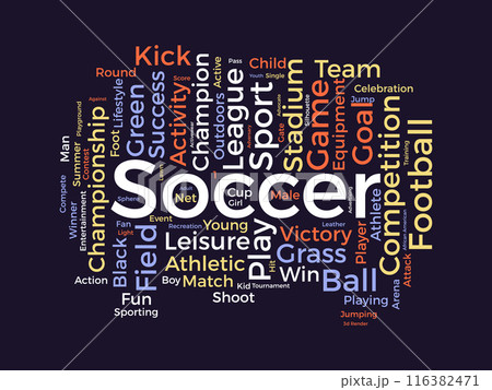 Soccer wordcloud template. Sport concept vector background. 116382471