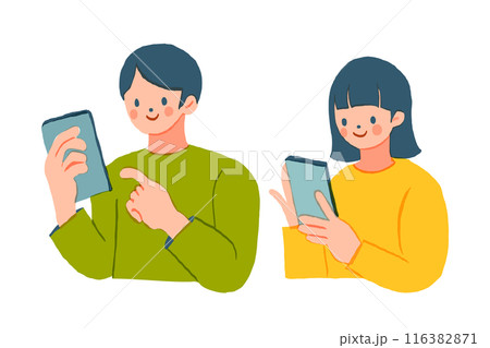 スマホを使う男女 人物 116382871