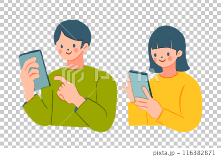 スマホを使う男女 人物 116382871