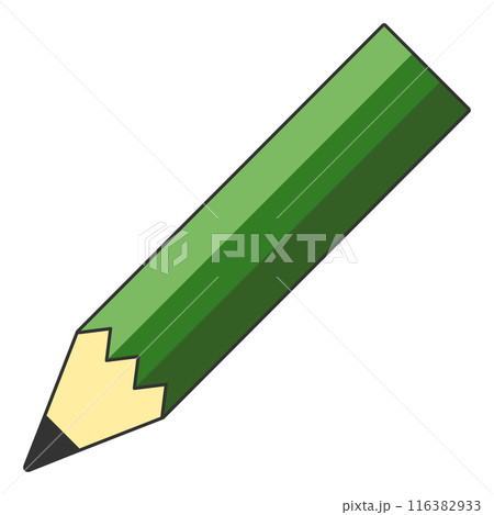 緑のえんぴつのアイコンイラスト(線あり) 緑のえんぴつのアイコンイラスト(線あり) 116382933