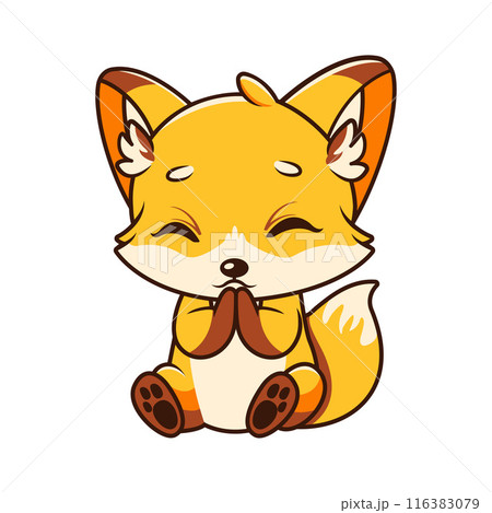 Baby Fox Animal Mascot Cartoon Character Illustration with Cute Expression Baby Fox Animal Mascot Cartoon Character Illustration with Cute Expression 116383079