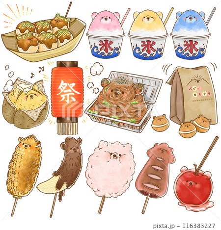 夏祭り屋台のご飯セット 116383227