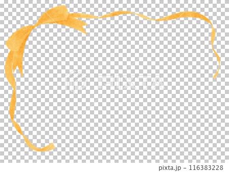 黃絲帶裝飾框水彩觸感 116383228