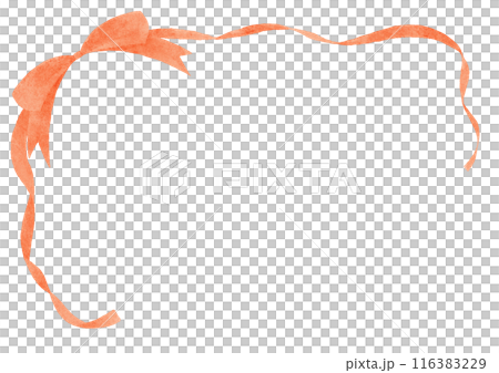 橙色絲帶裝飾框水彩觸摸 116383229