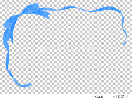 藍絲帶裝飾框水彩觸摸 116383231
