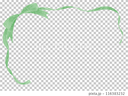 綠色絲帶裝飾框水彩觸感 116383232