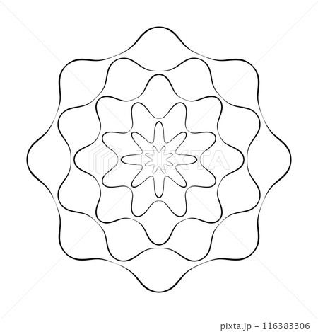 Radial Wavy Lines Circle Floral Pattern. 116383306