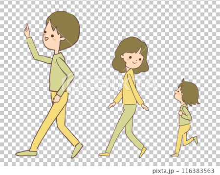 Illustration of a family walking 116383563