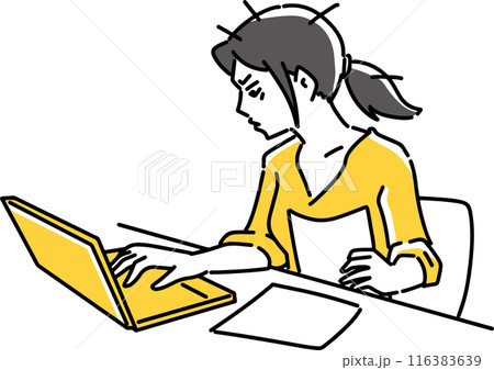 必死で仕事をする女性 116383639
