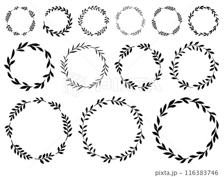 植物のシルエットのリングフレームセット 植物のシルエットのリングフレームセット 116383746