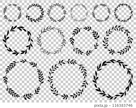 植物のシルエットのリングフレームセット 植物のシルエットのリングフレームセット 116383746