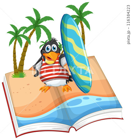 Penguin Surfer on Open Book Penguin Surfer on Open Book 116384223