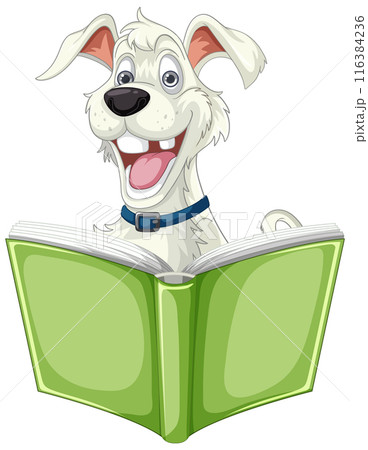 Happy Dog Reading a Book 116384236