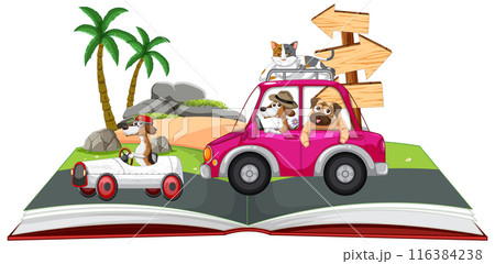 Adventurous Pets on a Road Trip 116384238