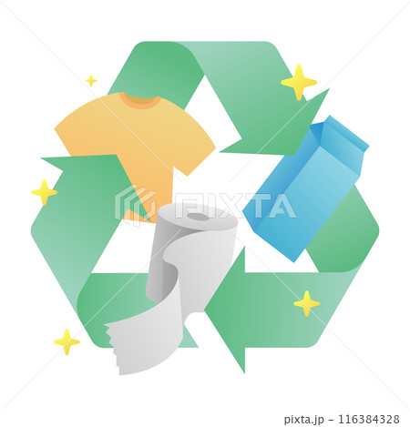 リサイクル、アップサイクルの概念図 116384328