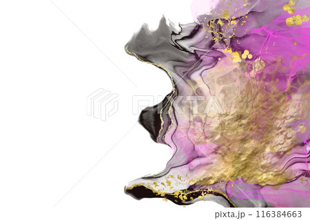 Luxury red, black, gold background marble liquid ink art. Vector illustration. 116384663