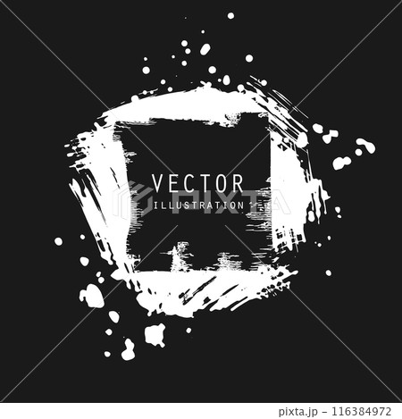 vector splats splashes and blobs of white ink paint in different shapes drips 116384972