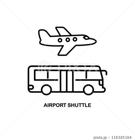 Airport shuttle outline vector icon. Thin line black airport shuttle icon, flat vector simple element illustration from editable transportation concept isolated on white background Airport shuttle outline vector icon. Thin line black airport shuttle icon, flat vector simple element illustration from editable transportation concept isolated on white background 116385164