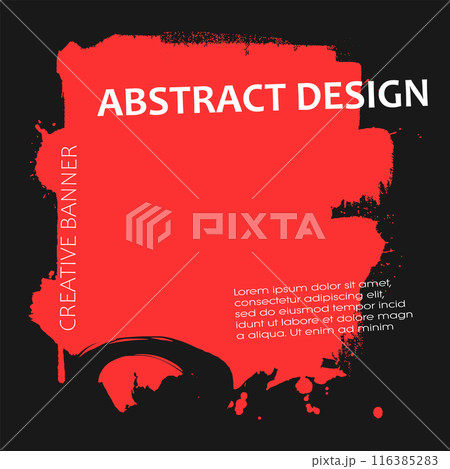 Grunge abstract background design. Brush paint ink stroke over square frame. Vector illustration. 116385283