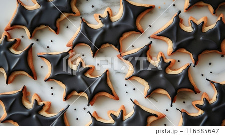 Halloween sugar cookies in bat shape 116385647