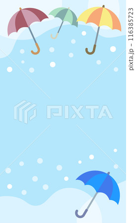 雪に濡れるカラフルな傘のベクターフレーム背景画像 116385723