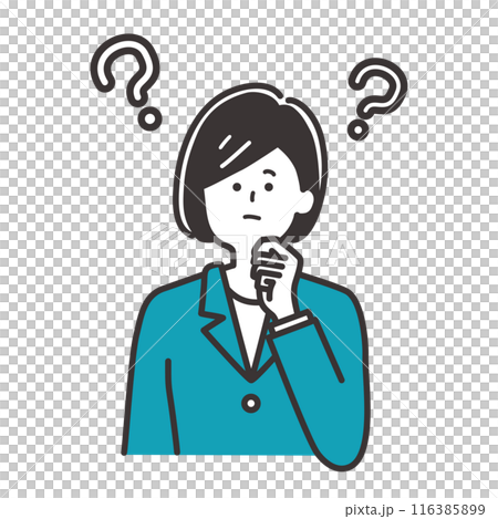 Illustration of a troubled/worried business person (woman in a suit) Illustration of a troubled/worried business person (woman in a suit) 116385899