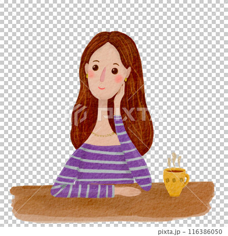 Woman sitting in a cafe 116386050