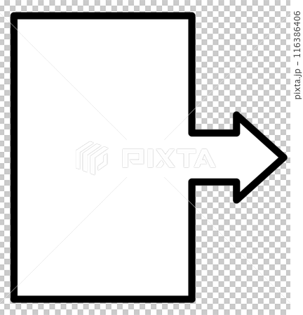 Square frame with arrow (black line, white paint, vertical) 116386406