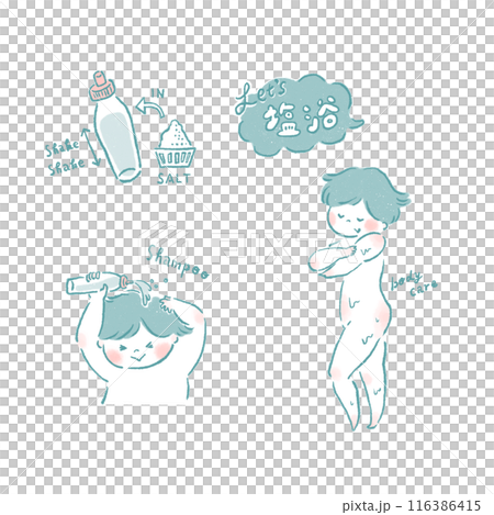 How to take a salt bath and image illustration How to take a salt bath and image illustration 116386415