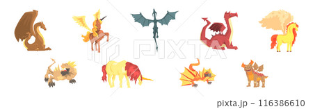 Mythical Creature from Folklore and Fairytale Vector Set Mythical Creature from Folklore and Fairytale Vector Set 116386610