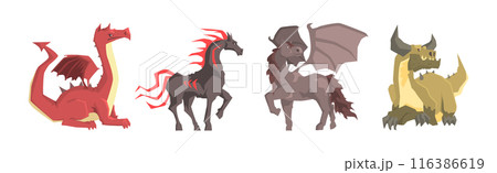 Mythical Creature from Folklore and Fairytale Vector Set 116386619
