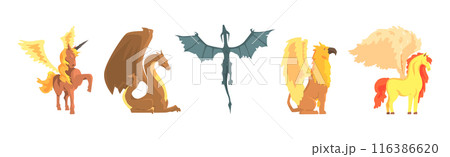 Mythical Creature from Folklore and Fairytale Vector Set 116386620