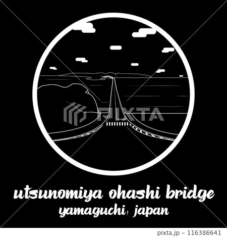 Circle Icon Utsunomiya Ohashi Bridge. Vector illustration 116386641