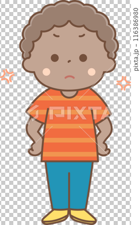 怒っている黒人の男の子 116386980