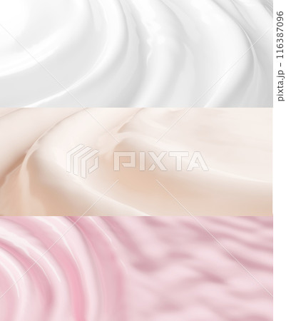 Set of cosmetic cream texture background with copy space 3D render 116387096