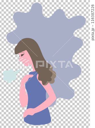 ため息をつく女性とモヤモヤした心象の背景 116387226