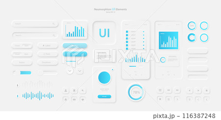 A set of user interface elements for a mobile application in a light style. 116387248