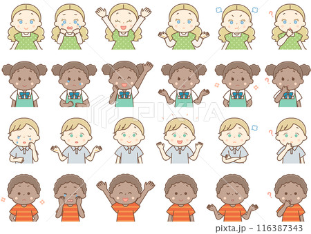 外国人の子供達の表情セット 116387343