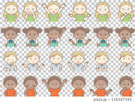 外国人の子供達の表情セット 116387343